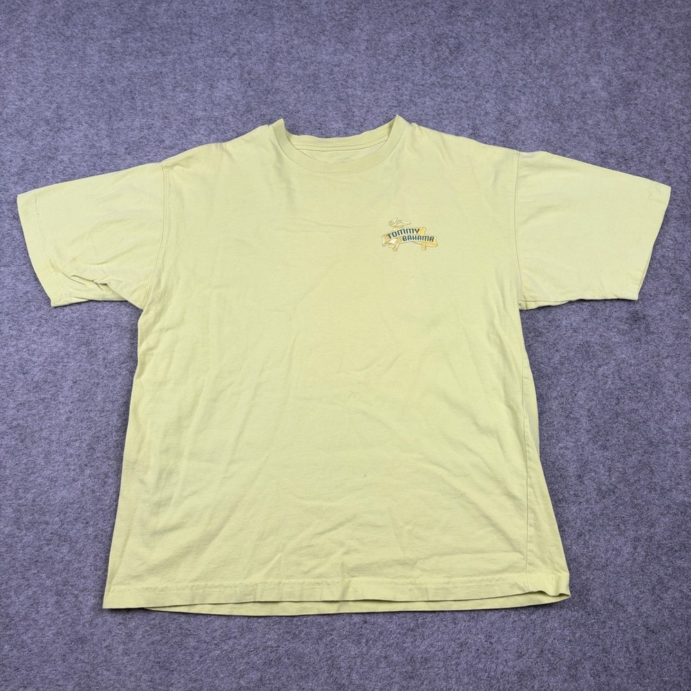 Tommy Bahama Graphic T-Shirt Mens Medium Yellow Par and Bar Clubhouse Golf Tee
